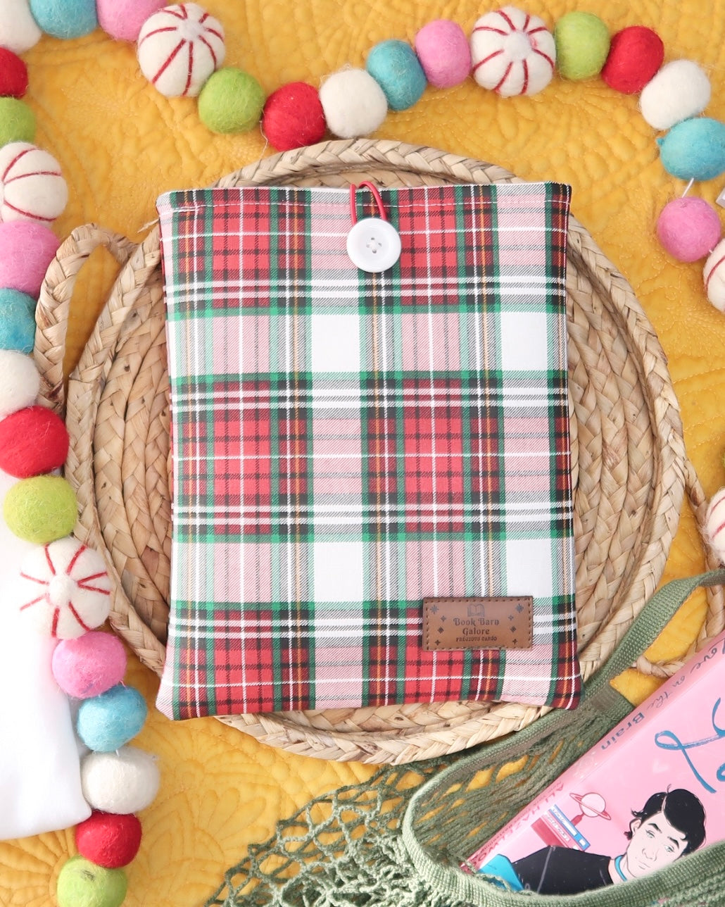 White Plaid Book Sleeve