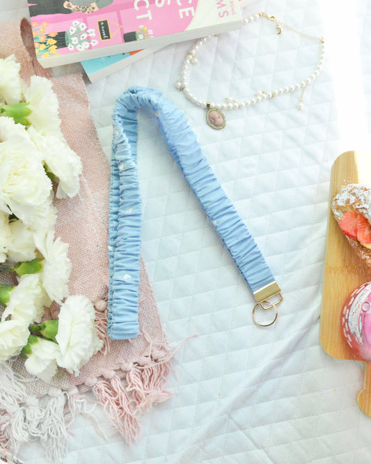 Blue Hearts Scrunchie Lanyard