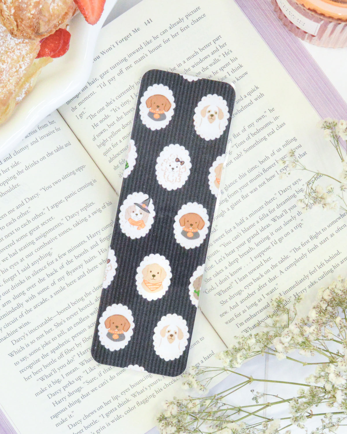 a bookmark with dogs on it