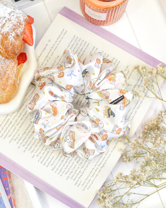 a scrunchie on a book