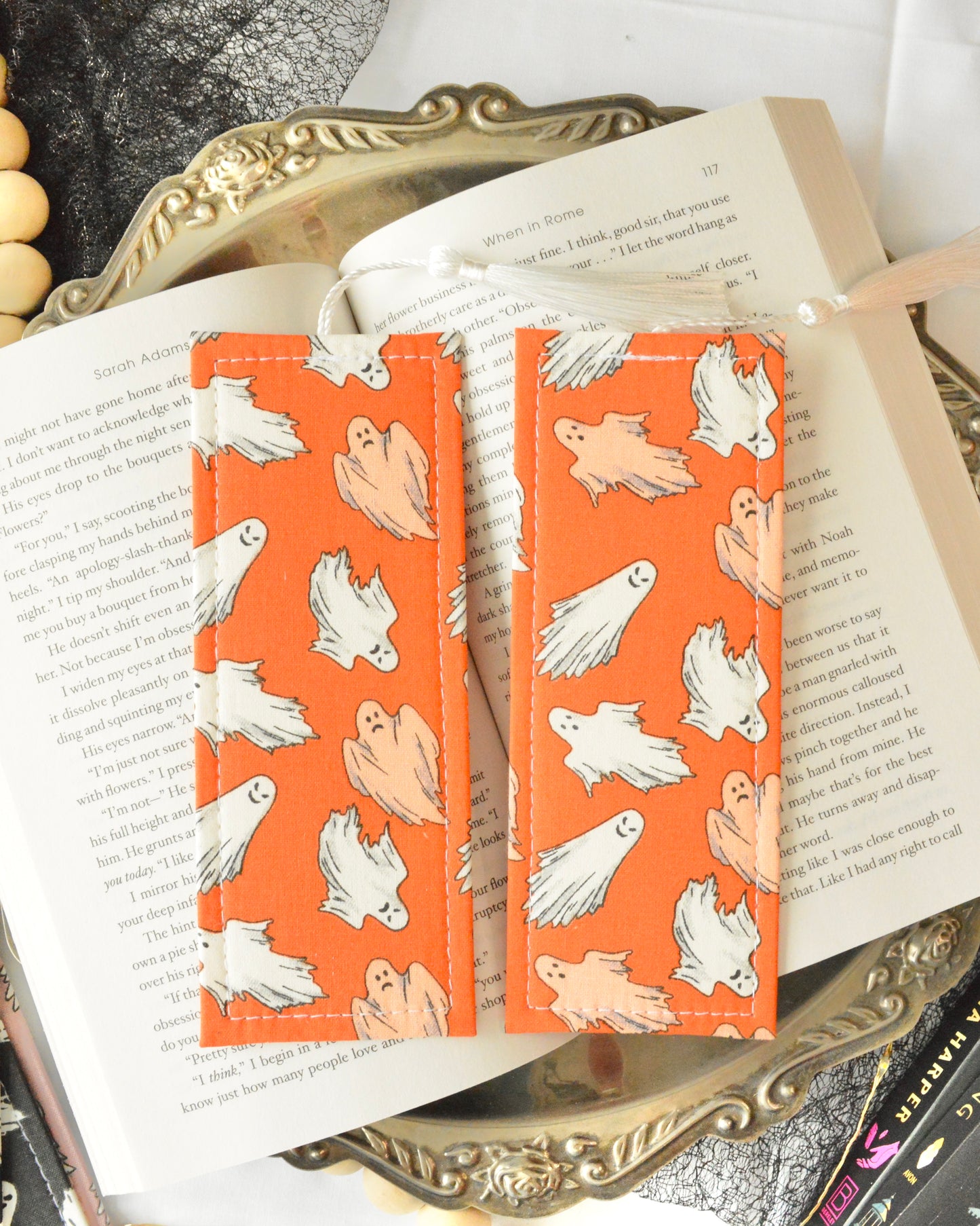 Orange Ghosts Bats Bookmark