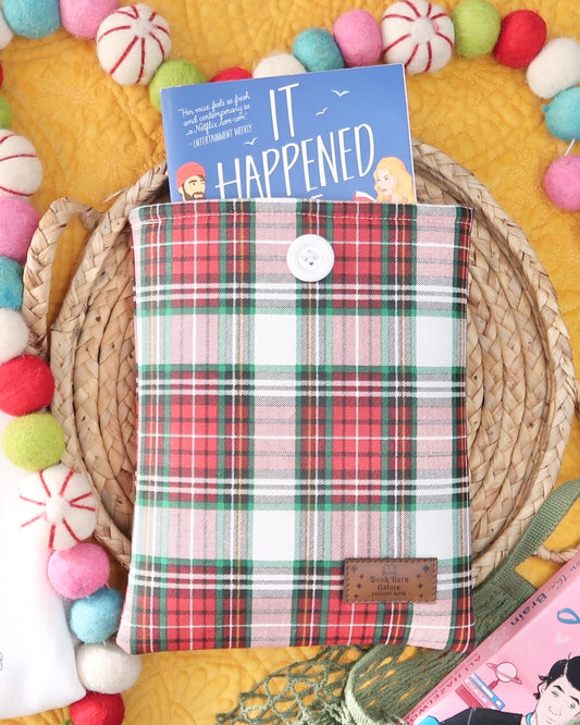 White Plaid Book Sleeve